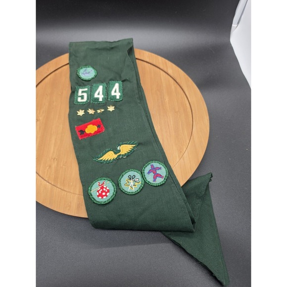 Jewelry - Vintage 1960s Girl Scout Green Sash Merit Badges Patches Pins Troop 544 Wings